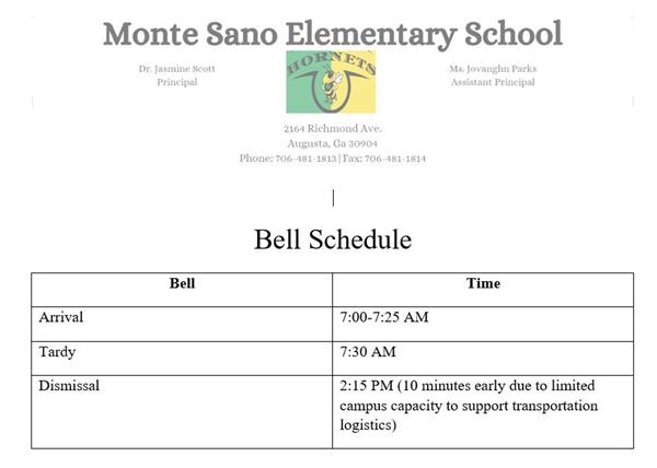 Bell Schedule